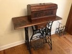 Furniture Desk Hardwood Iron Antique